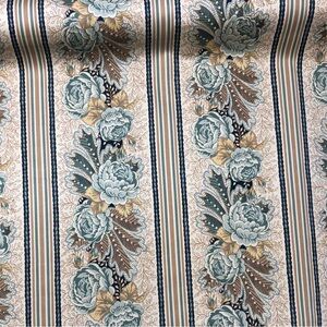 7.75 Yards Vintage Bedford Floral Stripe in Stunning Blues and Tans